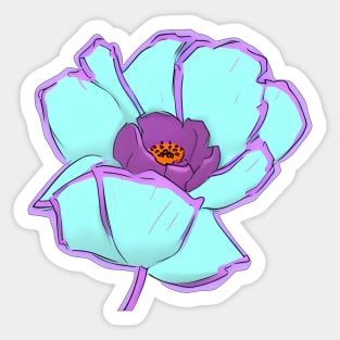 Retro Digital Colored Poppy Flower Illustration (MD23Mrl002c) Sticker